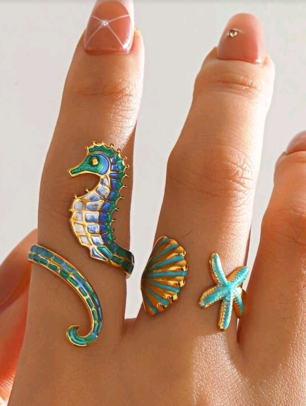 Gold-Tone Turquoise Spiral Statement Ring - Women Jewelry
